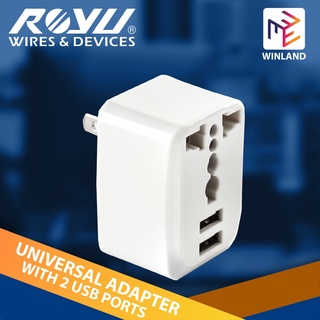 Royu Universal Adapter Adaptor with 2 USB Ports Adapter Socket Adapter Plug REDPL125 *WINLAND*