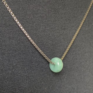 【Spike】⊕✾AUTHENTIC JADE NECKLACE (TEA) IN BOX CHAIN STAINLESS STEEL