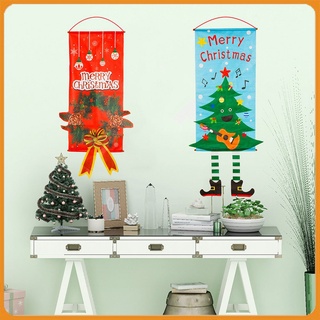 Christmas Door Hanging Christmas Decoration 6 Styles Rectangle Decorative Easy To Hang Polyester
