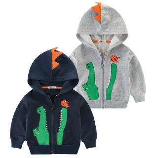 Cartoon Dinosaur Designer Boys Girls Spring Autumn Outerwear Zipper Hooded Kids Children Fashion Jacket Clothing