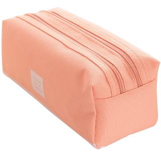 Canvas Large Capacity Solid Color Zipper Pencil Bag Pouch Box Stationery (5)
