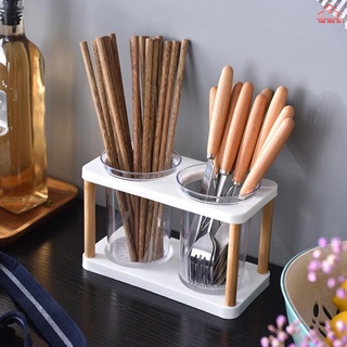 Simple Chopsticks Storage Holder Wooden Chopsticks Tube Hollow Drain Dish Drying Rack Kitchen Organizer Utensils