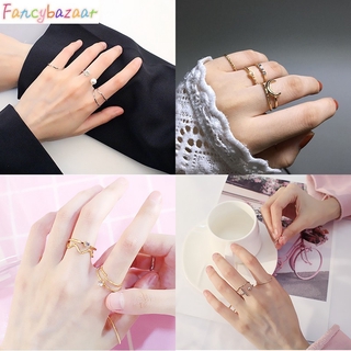 5pcs/set Korear style Wave thread rhinestone Knuckle Midi Rings Jewelry Finger Rings F
