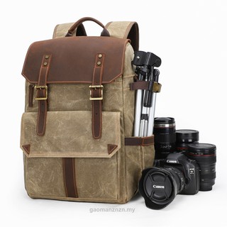 Waterproof Batik Canvas Camera Photo Bag Large Capacity Outdoor Photography Backpack Digital Padded Slr Bag With Tripod Holder (1)