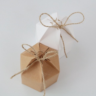 Package, tool50pcs Hexagon Candy Gift Box Kraft White Wedding Dragee Boxes Pie Party Box Bag Eco Fri (1)