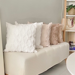 Solid Color Sofa Pillowcase Ins Style Plush Geometric Cushion Cover Skin Frendly Cushion Case Home Decor