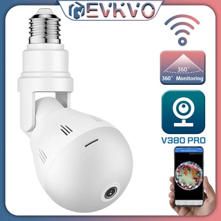 EVKVO 4MP E27 CCTV Wireless Bulb 360 Degree Panoramic WIFI IP Camera V380 Lamp Color Night Vision CCTV Security Camera