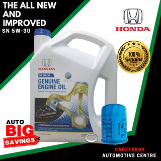 [ ]Honda Semi-Synthetic Engine Oil SN 5W-30 (4 Liters) With Honda Oil Filter and Drain Plug washer (3)