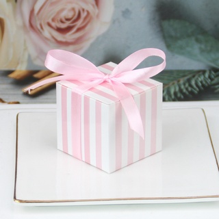 10pcs Pink Striped Candy Gift Box Wedding Favor Dragee Gift Boxes Eco Friendly Gift Box Packaging