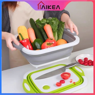 Multi-functional 2in1 Chopping Cutting Board Plastic Foldable with Drain Vegetable Basket Aikea