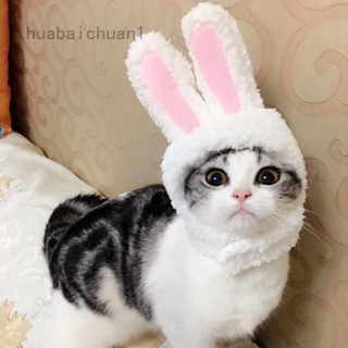 huabaichuan Pet Dog Cat Cap Costume Warm Rabbit Hat New Year Party Christmas Cosplay Accessories Photo Props Headwear