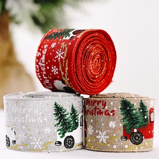 5M/roll Christmas Decoration Color Car Printing Ribbon / Christmas Home Decoration Products / Christmas Tree Decoration Ribbon / Christmas Wedding Home Decor Accessories / Christmas Gift Decoration