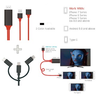 3 IN 1 Micro USB/HDMI/HML Adapter 1080P MHL Micro USB to HDMI HD TV Cable Android IOS Phones