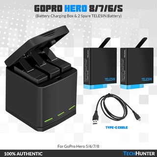 cell phone cameras drones tripods✇Telesin Charging Box Gopro Hero 5/6/7/8 Battery Set GP-BTR-502