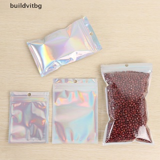 {buildvitbg} 10Pcs Iridescent Zip lock Pouches Cosmetic Plastic Laser Holographic Zipper Bags hye