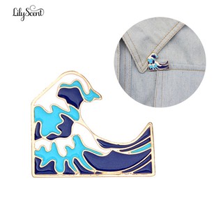 LILY Wave Shape Enamel Brooch Pin Jacket Backpack Decor Gift
