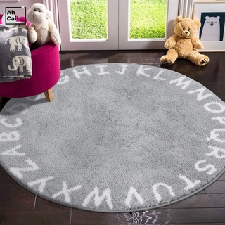 Round Fluffy Rugs for children Alphabet Kids carpet Gray Floor Mat Baby Crawling Rugs Kids Play Mat