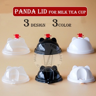 50pcs 90mm Panda Bear Hard Lid For Plastic Cup MiLK Tea