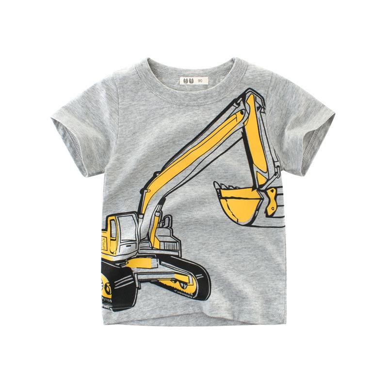2-8 years old children's Cotton Short Sleeve T-Shirt gray cute cartoon top boys and girls KIDS clothing