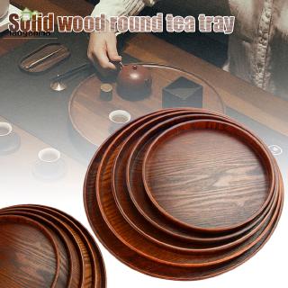 Solid Wood Round Plate Tea Fruit Food Bakery Serving Tray Dishes Platter Plate