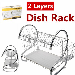 AC 2 Layer Dish Drainer Storage Dish Rack Organizer