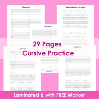 29 Pages Laminated Cursive Tracing Workbook (Reusable) for Elementary