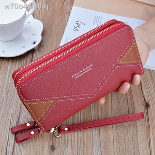 Women s wallet long new double zipper large capacity leather texture stitching contrast color Korean