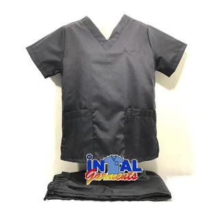 SCRUB SUITS HIGH QUALITY Medical Doctor Nurse Uniform Set Unisex SS01A INTAL GARMENTS Charcoal Grey