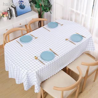 ┅△✓Boreal Europe style fabric cloth waterproof and oil proof hot disposable ins home long oval table plastic PVC tablecloth