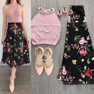 korean trendy tops+floral midi skirt terno(TCC)