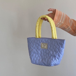 Cute handbag tote bag niche design purple color women's bag 2021 autumn winter new fashion ins flower bucket bag