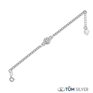 Tom Silver 92.5 Italy Sterling Silver Single Stone Anklet BA078