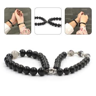 Fashion Gravity Attracting magnet obsidian crystal couple bracelets love symbol gift men and women