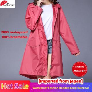 Women's Windbreaker Style Raincoat Hooded Long Raincoat Lightweight Portable Fast Drying Professional Waterproof Raincoat