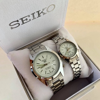 Seiko Watch for Women Seiko 5 watch for Men Jewels Fashion Stainless Steel Strap Elegant Silver