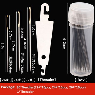 30pcs Embroidery Needle And Threader For Cross-Stitch Stainless Steel Knitting
