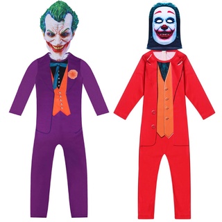 Children Halloween Costumes Boys Circus Clown Clothes Kids Cosplay Joker Clothing Jumpsuit Child