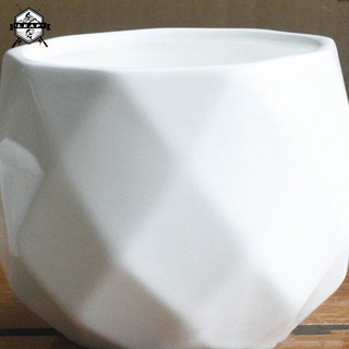 LP Vase Flower Pot White Ceramic Multi-Faceted Spherical (6)
