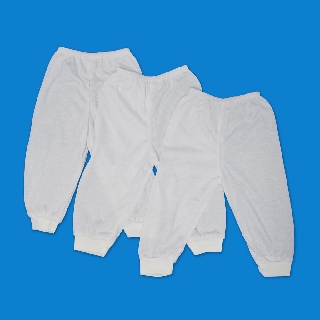 Toddler Boys 3-in-1 Pajama Cuff Plain White