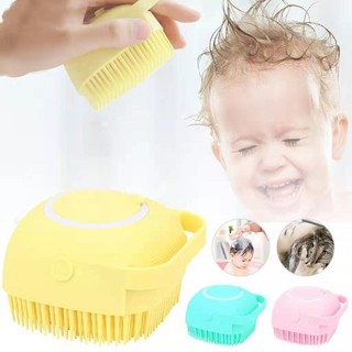 Scalp Body Massage Shower Brush Silicone Container Hair Comb Bathing Brush Pore Cleanin random color
