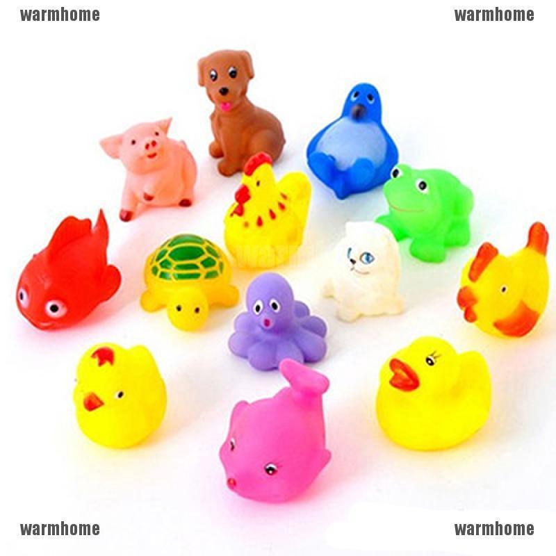 WHPH Cute Soft Rubber Float Sqeeze Sound Baby Wash Bath Play Animals Toys