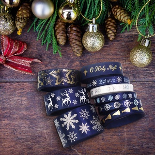 Si Christmas Snowflake Pattern DIY Grosgrain Ribbons Polyester Party Wreath Wrapping Ribbon for Gifts