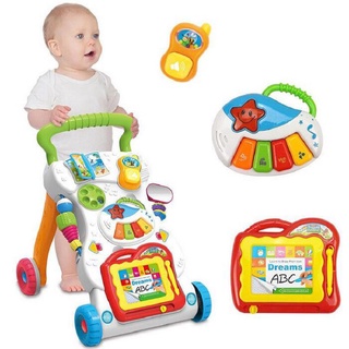 Baby Walker Multifunction Infant Stand-to-Sit Toddler Four Wheels Trolley Kids Learning Walking Todd