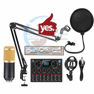 NEW Bm-800 condenser microphone with v8 plus soundcard free wired headphones