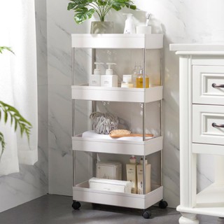 cabinet♘✎☎4 Layer Moving Rack Kitchen Storage Shelf Wall Cabinets Home Bedroom Bathroom Organizer Tr