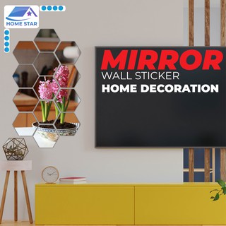 DIY 3D Mirror Wall Sticker Acrylic Hexagon Wall Mirror Stickers Home Decoration