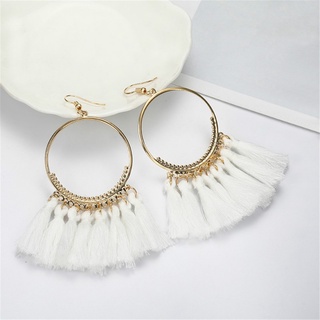 Fashion Exaggerate Bohemian Tassel Earrings Creative Temperament Jewelry Big Circle Earrings Women