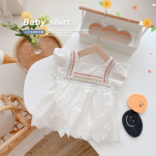 Baby Girls Summer Lace Flying Sleeve Romper Dress Infant Bodysuit Newborn Clothes