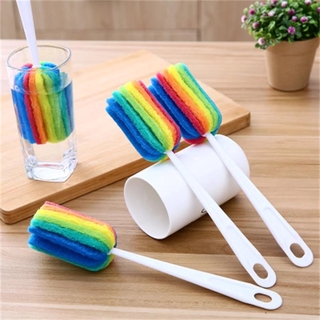 Long-handled Sponge Multicolored Cup Brush / Kitchen Dishwashing Brush, Cleaning Brush For Tableware And Kitchenware / Household Cleaning Brush