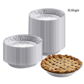 SHP-50Pcs Disposable Round Aluminum Foil BBQ Food Tray Container Non-stick Baking Pan H74U